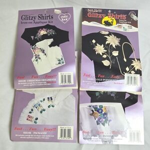 Lot of 4 What's New Ltd Glitzy Shirts Iron On Applique Kits New Sealed Vintage